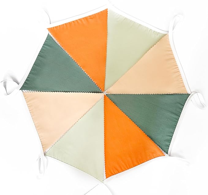 32Ft Little Cutie Baby Shower Decorations Orange Sage Green Fabric Pennant Triangle Banner Party Flag Streamer Garland for A Little Cutie is On The Way Birthday Orange Gender Reveal Party Decoration