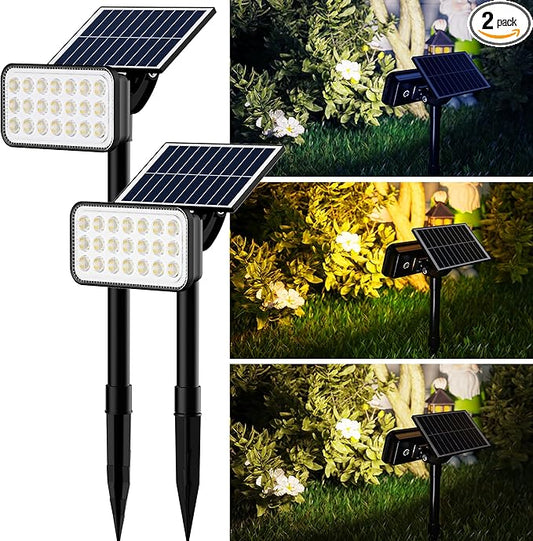 JACKYLED Solar Spot Lights Outdoor, 84 LEDs Solar Lights for Outside with 5 Modes Auto On/Off, IP65 Waterproof Landscape Spotlights for Yard Garden Decorative, Walkway, Driveway, 2 Pack