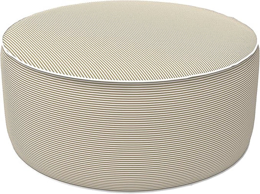 LVTXIII Inflatable Stool Ottoman Footrest with Handle, All Weather Foot Rest, Indoor or Outdoor Use for Home Patio Garden and Camping, D21 x H9, Stripe Beige