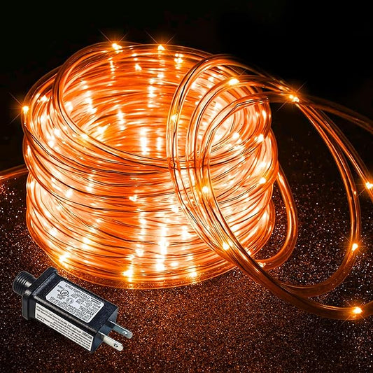Orange Halloween Lights, 66FT 200 LED Rope Lights for Outside Waterproof with 8 Modes, Connectable Tube String Lights for Indoor, Garden, Backyard, Patio, Deck, Pool, Tree Decorations