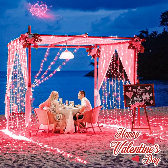 400 LED Red String Lights Outdoor, 132ft Red Christmas Lights 8 Modes Clear Wire, Plug in Waterproof Fairy String Lights for Bedroom Christmas Decorations