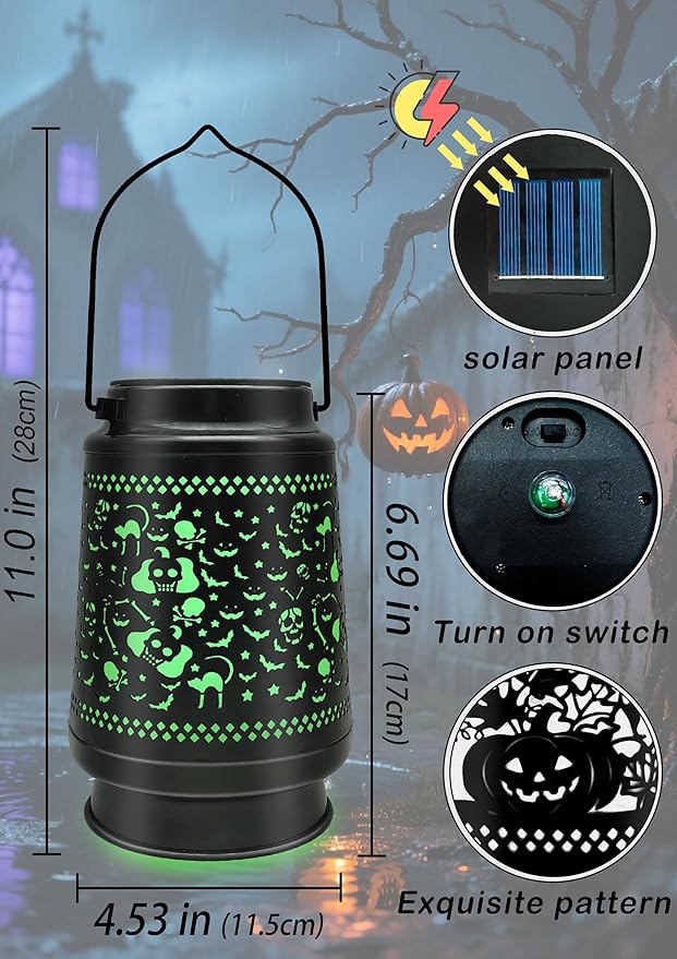 Solar Lanterns Outdoor Waterproof Halloween Decorations Scary Skeleton Lights for Garden, Patio, Yard, Lawn Porch Halloween Decor Hanging Solar Lights Unique Gifts for Outdoor Decor