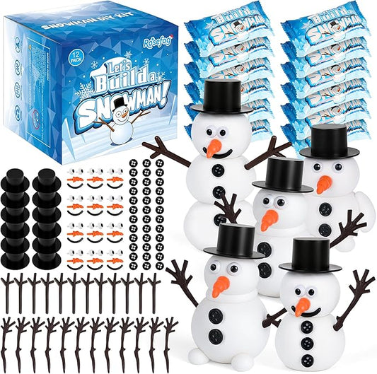 12 Pack Build a Snowman Indoor Decor, Christmas Crafts, Snowman Making Kit for Kid, Christmas Stocking Stuffers for Girls, Boys, Creative Kids Air Dry Modeling Clay for Holiday Activities