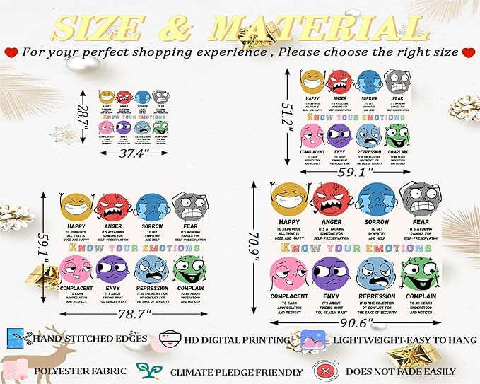 dueeia Mental Health Therapy Tapestry Wall Hanging Counseling Office Classroom Inspirational Motivational Tapestries for School Bedroom Living Room Wall Decor (59.1"x51.2")