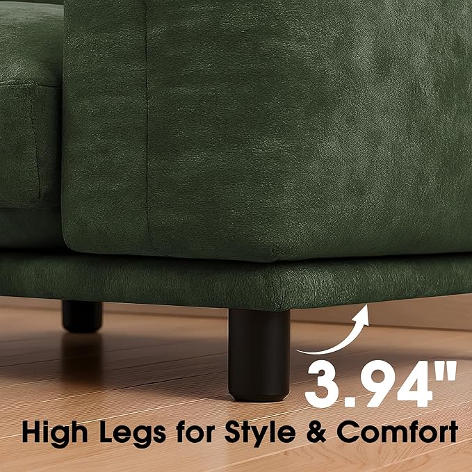 Modern Minimalist Chenille Modular Sectional Sofa, Oversized Couch and Loveseat Set with Thick Cushions, Upholstered Sofa for Small Spaces, Living Room, Bedroom, Office, Apartment(Green,75" Loveseat)