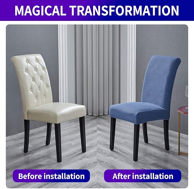 Howhic Stretch Chair Covers for Dining Room Set of 2, Removable Washable Dining Room Chair Covers, Dining Chair Slipcovers Seat Protector, Great for Home and Banquet Deecor (Periwinkle Blue, 2 Pack)