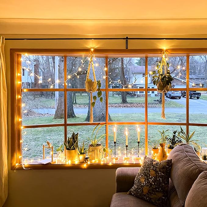 JMEXSUSS Connectable Warm White String Lights Indoor Bedroom, 8 Modes Christmas String Light Plug in Christmas Tree Lights, 33ft 100 LED Fairy Twinkle Light Outdoor for Home Garden Xmas Tree Decor