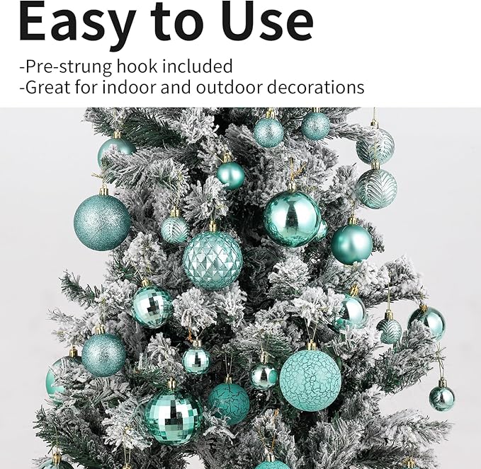 LANGXUN 36pcs Peacock Christmas Tree Decorations Balls, Bolas De Navidad, 2025 Christmas Decor, Indoor Outdoor Shatterproof Christmas Ornaments, Xmars Party Wedding Suppiles