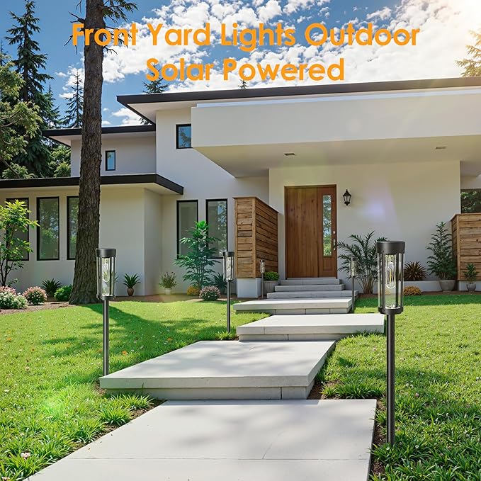 Solar Pathway Lights Outdoor Decor: Upgraded 4 Pack Bright Solar Powered Garden Lights Waterproof IP65, Long Lasting Decorative Outdoor Light for Yard Garden Patio Walkway Path (Warm White, 4 Pack)