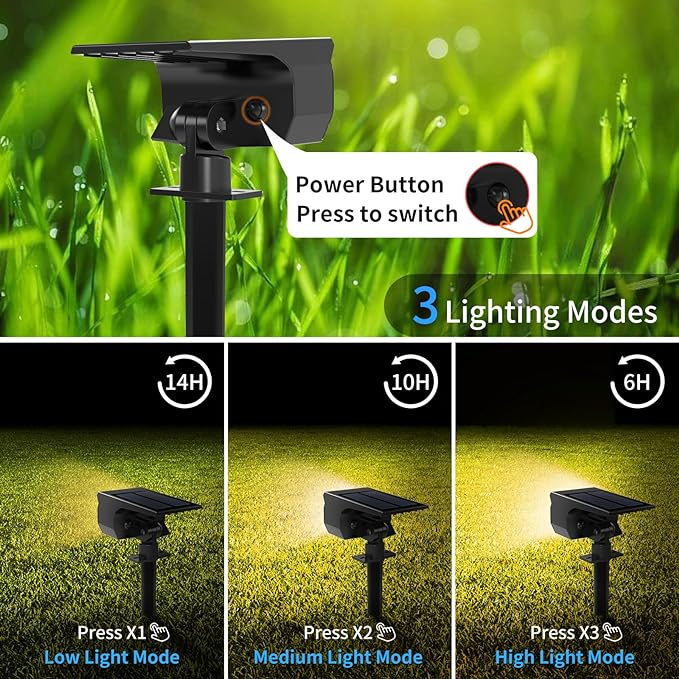 Solar Spot Lights Outdoor 10 Pack, [46 LED/3 Modes] Solar Landscape Spotlights Waterproof, 2-in-1 Auto On/Off Solar Powered Lights for Outside Yard Garden Wall Pathway(Warm White)