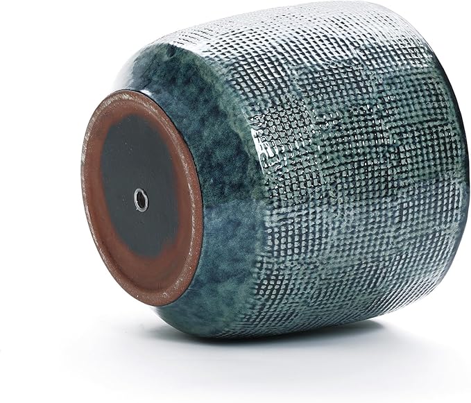 LuxenHome 15.5-Inch Dia Ceramic Plant Pot, Large Indoor Outdoor Decorative Planters with Drainage Hole and Rubber Plug, Modern Green Glazed Round Flower Pot Planter for Home Garden Patio Front Porch