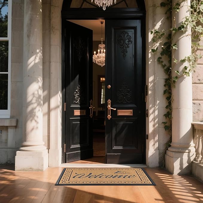 Yimobra Welcome Mat, Heavy Duty Sturdy Door Mats for Home Entrance Outdoor Indoor, Front Doormat for Outside Patio Floor Entry Porch Garage Office, Waterproof, Low Profile, 47 x 24, Yellow