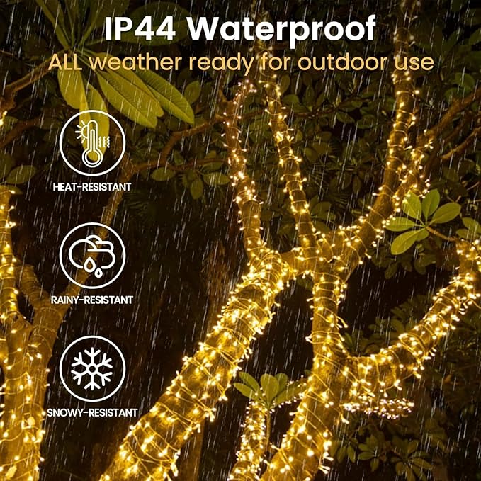 4 Pack String Lights Battery Operated with Timer, 132FT 400 LED Waterproof Battery Twinkle Lights, 8 Modes Fairy Light for Indoor Outdoor Party Bedroom Garland Tree Christmas Decorations (Warm White)