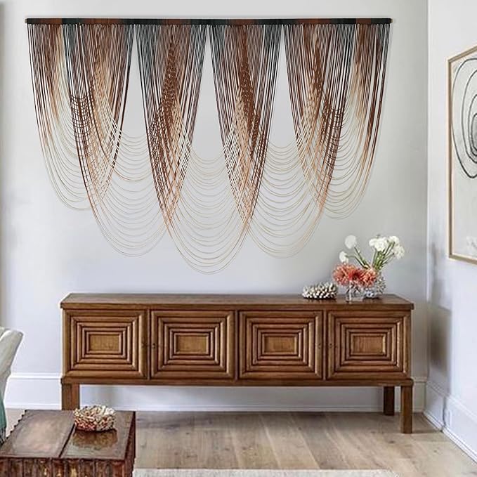 IOWER Macrame Wall Hanging Brown Dip-Dyed Large Macrame Wall Decor For Living Room Boho Fiber Art for Office Decoration 57" W x 41" L