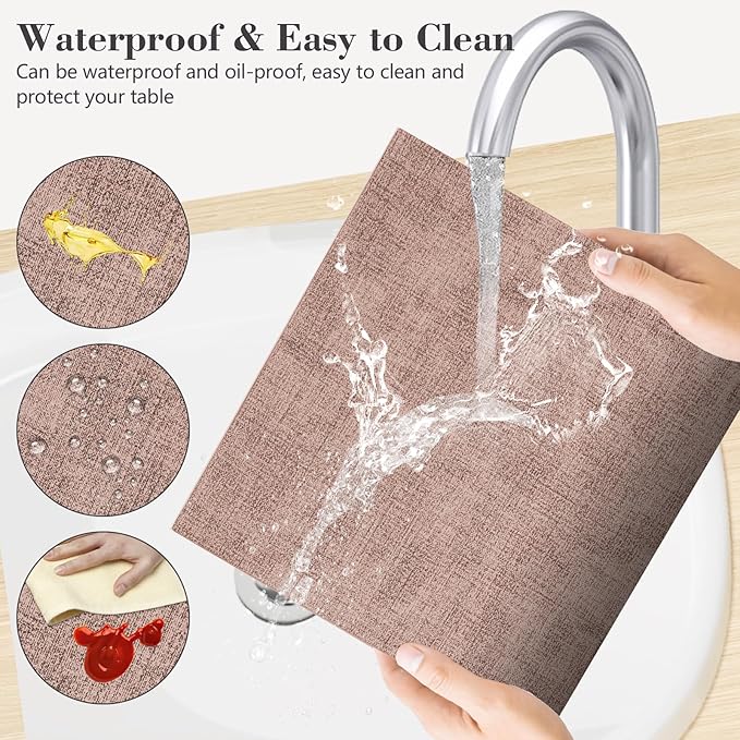 Faux Leather Placemats Set of 6,Heat Resistant Placemats for Dining Table, Easy Clean Non-Slip Place Mats, Waterproof Stain Resistant Wipeable Washable PU Table Mats, (Pink)