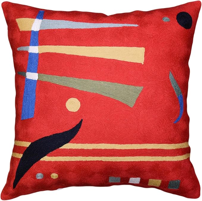 Kandinsky Abstract Pillow Cover - Red, 18x18, Modern, Abstract, Home Decor, Couch, Sofa, Bed, Chair, Loveseat, Living Room, Bedroom, Porch, Outdoors, Office
