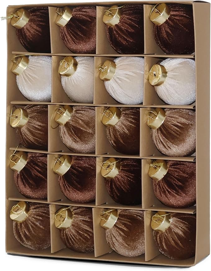 20PCS Velvet Ornaments for Christmas Tree, 2.36INCH Multicolor Flocked Christmas Ornaments Decorations Balls Set Decor