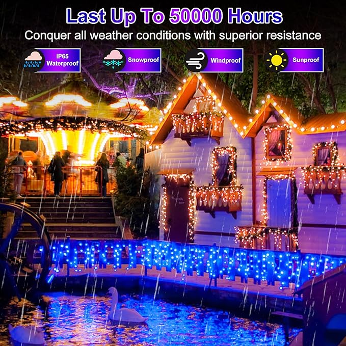 666 LED 66FT Christmas Lights with 148 Drops, 12 Modes Dimmable Blue Outdoor Hanging Lights with Timer Memory, Waterproof Curtain Lights for Home Bedroom Yard Indoor Tree Window Roof Fence Wedding