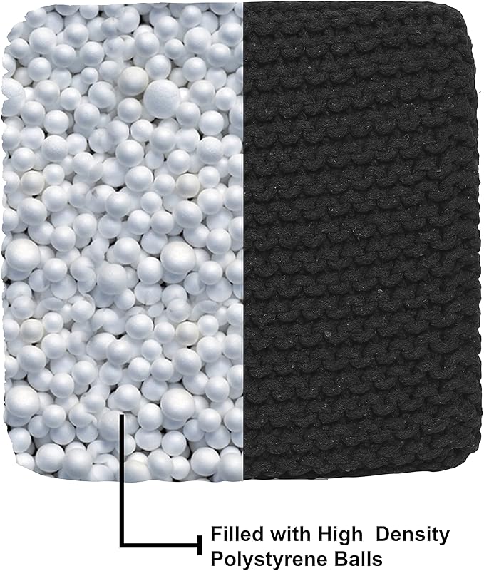 REDEARTH Cube Pouf Foot Stool Ottoman - Hand Knitted Poof - Cord Boho Pouffe - Home Décor - Stuffed Footrest for Living Room - Bedroom - Covered Patio (16" x 16" x 16") - Black