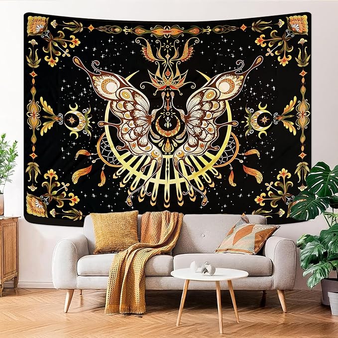 CHDGDHC Butterfly Tapestry - Moth Wall Hanging, UV Resistant, Waterproof, Machine Washable, Lightweight, Psychedelic Bedroom Aesthetic Decor for Bedroom, Living Room, Yoga Room - 79.92x59.84 Inch