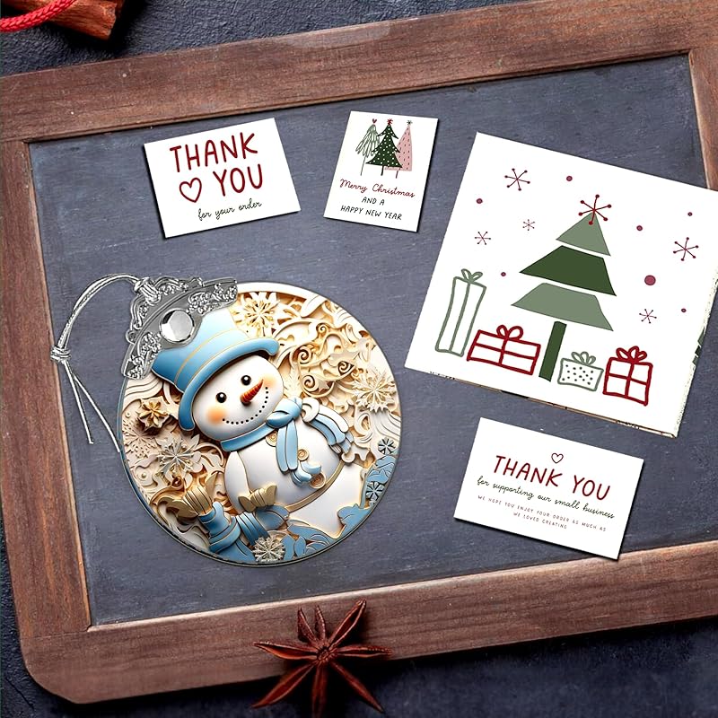 2025 Christmas Ornament, Stained Glass Effections, Christmas Tree 4 Inch Acrylic Ornament Art, White Elephant Gifts Car Interiors Decors, Christmas Decor (Blue hat Snowman)