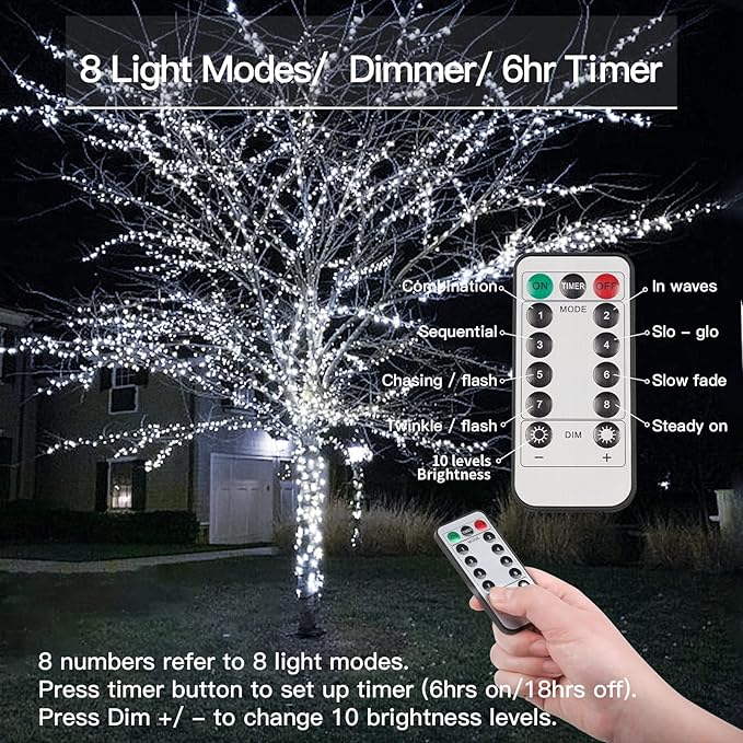 suddus 33ft 100 LED Outdoor String Lights, White Fairy Lights Battery Operated with Remote, Led Twinkle Lights for Bedroom, Backyard, Wedding, Tree, Mason Jar, Wall, Centerpiece, Christmas