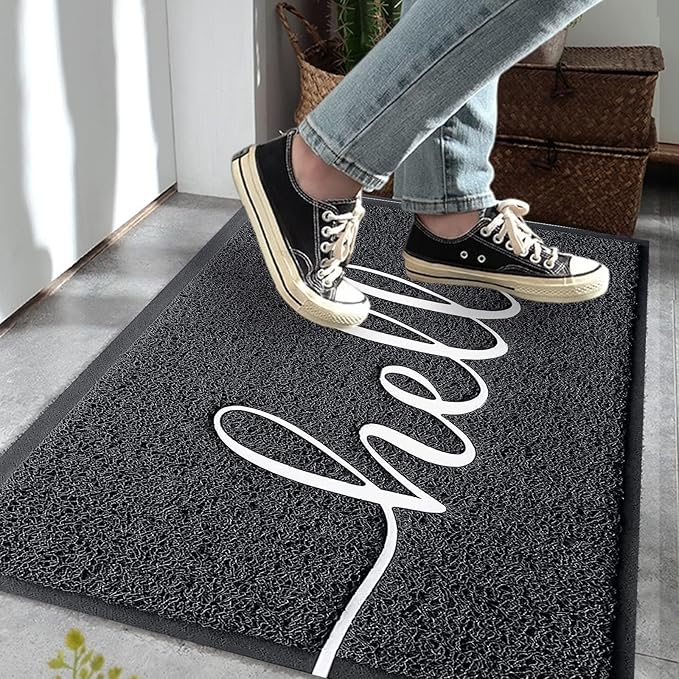 Door Mat, Durable Welcome Mat Low Profile Floor Mat Front Doormat Non Slip Mats Entrance Rectangular Easy to Clean Doormat, for Entryway, Patio, High Traffic Areas (36"x24",Black)