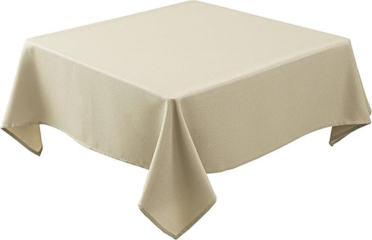 Biscaynebay Textured Fabric Square Tablecloths 90x90 Inches, Natural Water Resistant Spill Proof Card Table Cloth Folding Table Cover for Dining, Kitchen, Wedding and Parties, Machine Washable