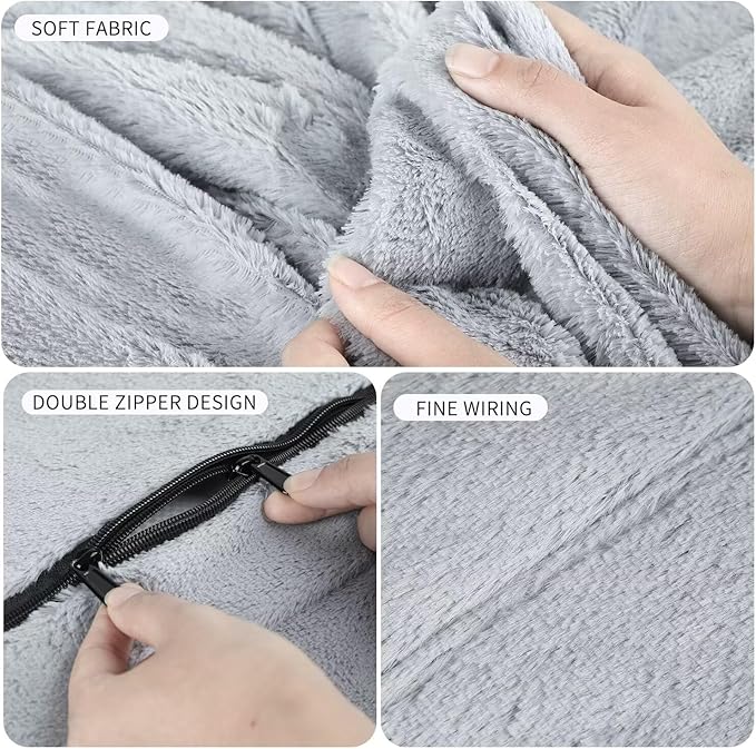 Bean Bag Chair for Adults 8FT,Soft Removable Cover for Teens/Girls Bedroom,Fluffy Giant Round Floor Beanbag Lounger Chairs (No Filler,Light Gray)