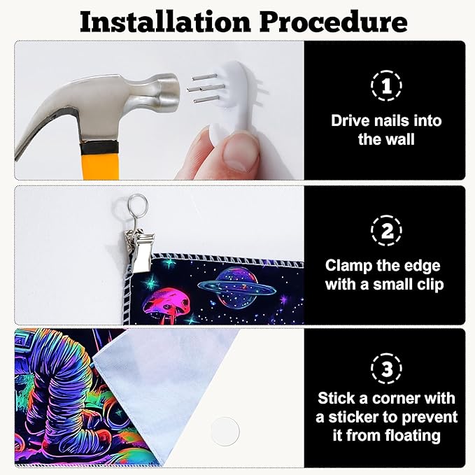 BVBOX Astronaut Space Blacklight Tapestry 79"x59", UV Reactive Astronaut Electronic Piano Universe Galaxy Planet Glow in Dark Music Tapestries, Black Light Neon Upright Poster Wall Hanging Backdrop Decor for Bedroom Living Room