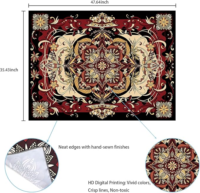 Mandala Tapestry - Moth Wall Hanging, UV Resistant, Machine Washable, Lightweight, Psychedelic Bedroom Aesthetic Decor for Bedroom, Living Room, Yoga Room - 47.64x35.43 Inch