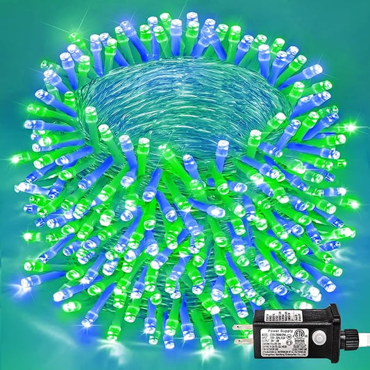 Blue Green Christmas Lights Outdoor Waterproof 131ft 400 LED Christmas Lights Clear Wire Connectable Twinkle Fairy String Light Plug in for Indoor Bedroom Wedding Classroom Tree Decorations
