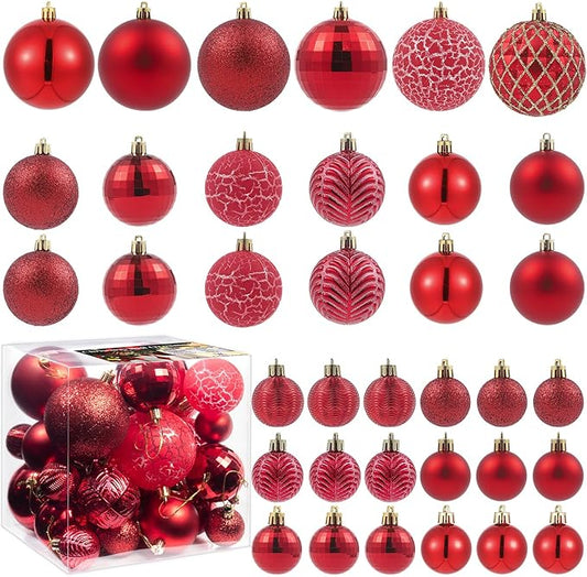 LANGXUN 36pcs Red Christmas Tree Decorations Balls, Bolas De Navidad, 2025 Christmas Decor, Indoor Outdoor Shatterproof Christmas Ornaments, Xmars Party Wedding Suppiles