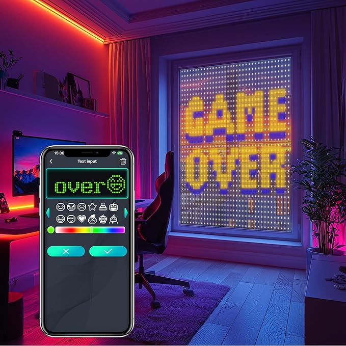 HXWEIYE 400LED Smart Curtain Lights, 6.6Ft x 6.6Ft Fairy Hanging Curtain String Lights with APP & Remote, Dynamic DIY Color Changing Wall Lights for Indoor Bedroom Window Party Backdrop Outdoor Decor