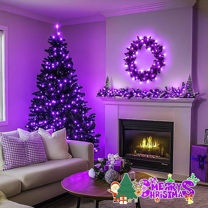 JMEXSUSS 200 LED 66ft Purple Halloween Lights, Connectable Halloween String Lights Plug in, 8 Modes Outdoor Christmas Tree Light for Patio Party Indoor Christmas Ceiling Room Decor