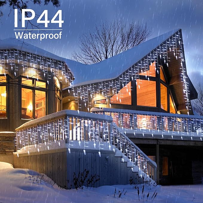 Icicle Lights Outdoor, 33 FT 400 LED Christmas Lights with 60 Drops, Waterproof Connectable Icicle Christmas Light Outdoor with Remote and Timer, 8 Light Modes Christmas Decorations for Roofline