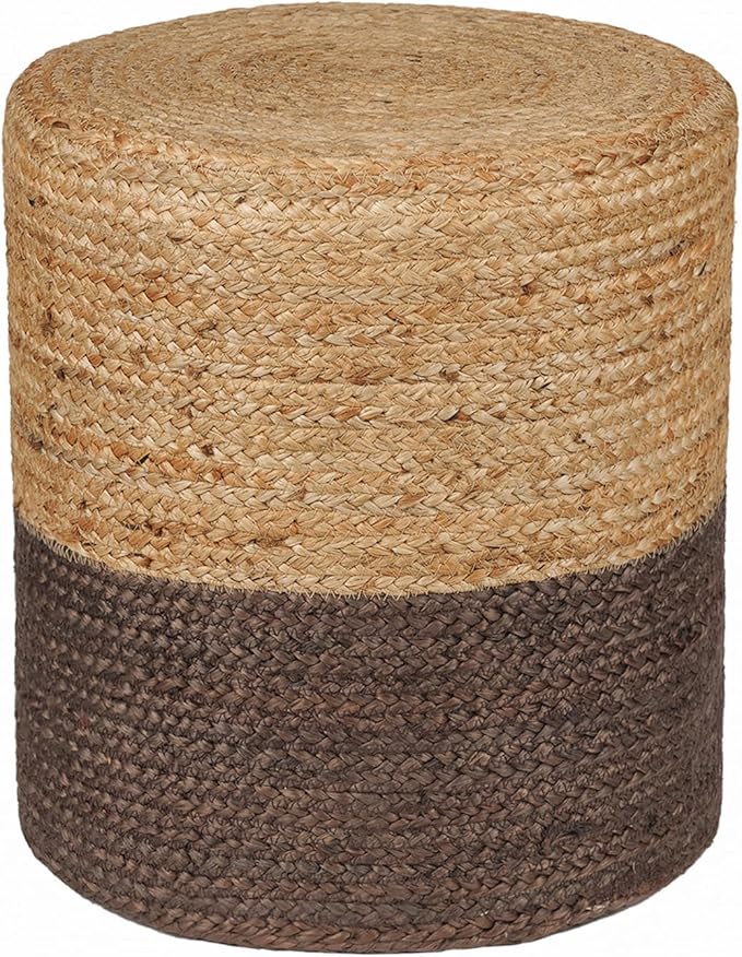 REDEARTH · Cylindrical Pouf Foot Stool Ottoman - Jute Braided Pouffe Poof Accent Sitting Footrest for The Living Room, Bedroom, Nursery, Patio, Lounge - Set of 2 (14.5”x14.5”x16”; Natural Acorn)