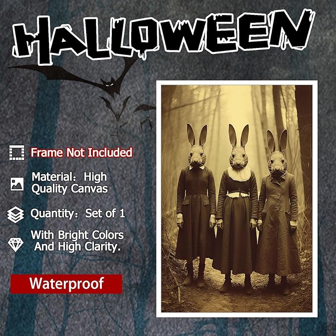 Dark Academia Decor Goth Room Wall Art Decor Creepy Spooky Vintage Ghostface Posters Rabbit Cult of the Occult Forest 12X16inch Unframed