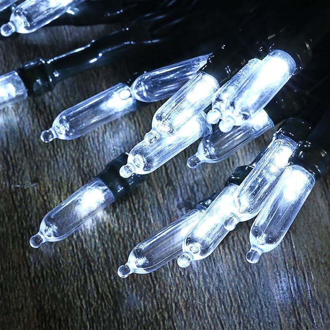 BrizLabs White Christmas Lights, 2 Pack 17.94ft 50 LED Battery Christmas String Lights with Timer, 8 Modes Christmas Tree Lights Indoor Outdoor Christmas Mini Lights for Christmas Tree Wedding Home