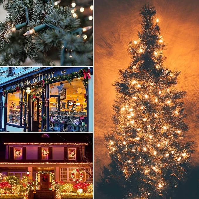 Christmas Led Mini String Lights, 67 Feet 200 LED Outdoor Mini Christmas Lights, Waterproof String Lights Plug in for Tree Wreath Garland Holiday Commercial Decorations, Warm White