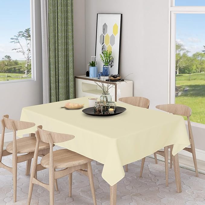 sancua Rectangle Tablecloth - 54 x 108 Inch - Stain and Wrinkle Resistant Washable Polyester Table Cloth, Decorative Fabric Table Cover for Dining Tables, Buffet Parties and Camping, Beige