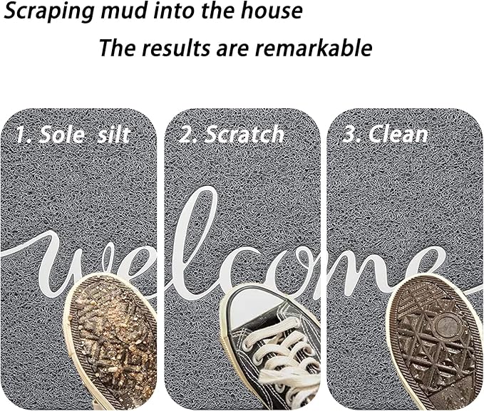 Durable Low Profile Floor Mat, Indoor and Outdoor, Non Slip Rug, Easy to Clean Welcome Mat, for High Traffic Areas, Entryway, Patio (36x24", Grey)