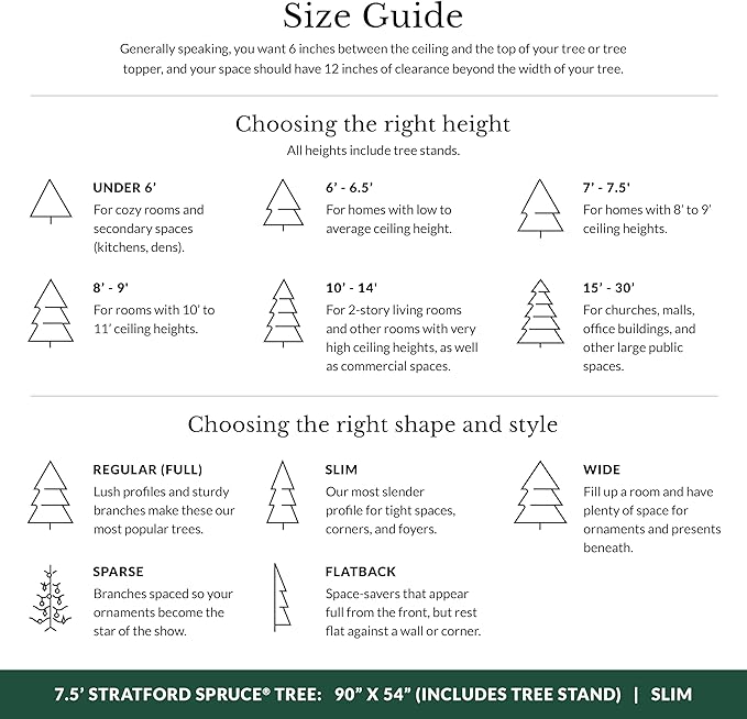 Balsam Hill 7.5ft Pre-Lit Stratford Spruce - Slim Artificial Christmas Tree with 600 Clear Incandescent Lights, True Needle Foliage, Easy Plug Technology & Premium Stand for Small Spaces