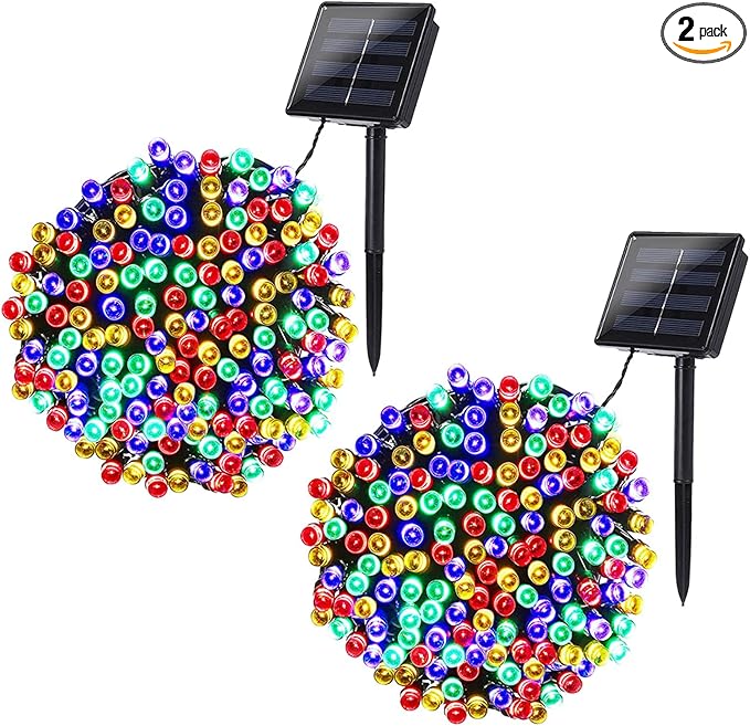 Joomer Solar Christmas Lights, 2 Pack Total 144 FT 400 LED 8 Modes Waterproof Solar Christmas Lights Outdoor for Christmas Decorations (Multicolor)