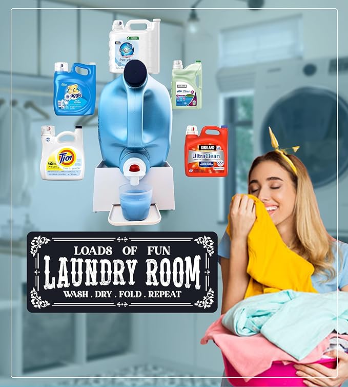TidyFriend Laundry Detergent Holder with Laundry Room Rug Runner, Detergent Stand for Spill Protection, Non-Slip Runner Mat, and Stylish Room Organizer for Home & Laundry Spaces