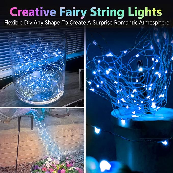 4 Pack 20FT 60LED Battery Operated Fairy Lights with Timer, Waterproof Battery String Lights Outdoor Indoor, Battery Twinkle Light for Bedroom Wedding Birthday Party Chirstmas (Blue)
