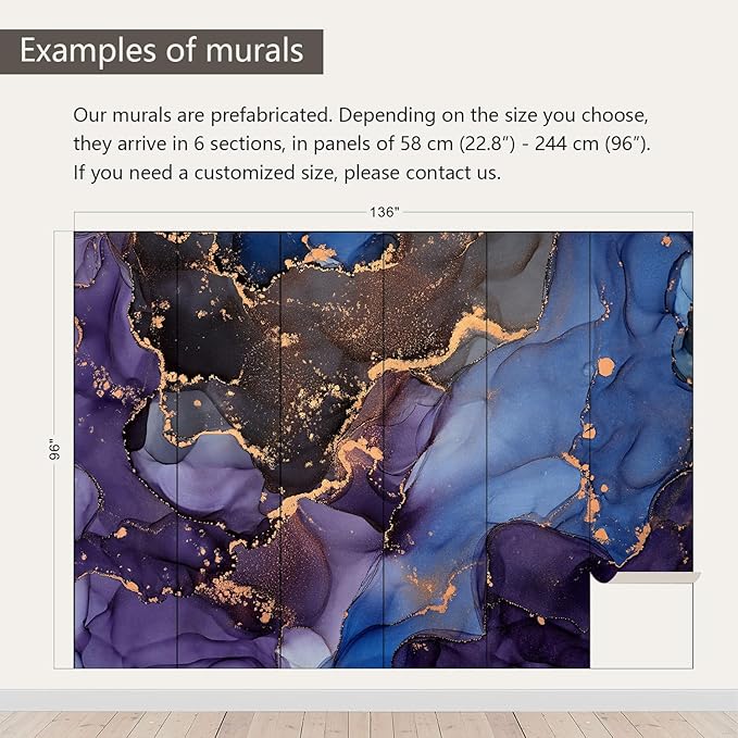 AFZEVEB-Abstract Art Purple Marble Wallpaper Wall murals for Bedroom 136"x96" (Not Peel and Stick)