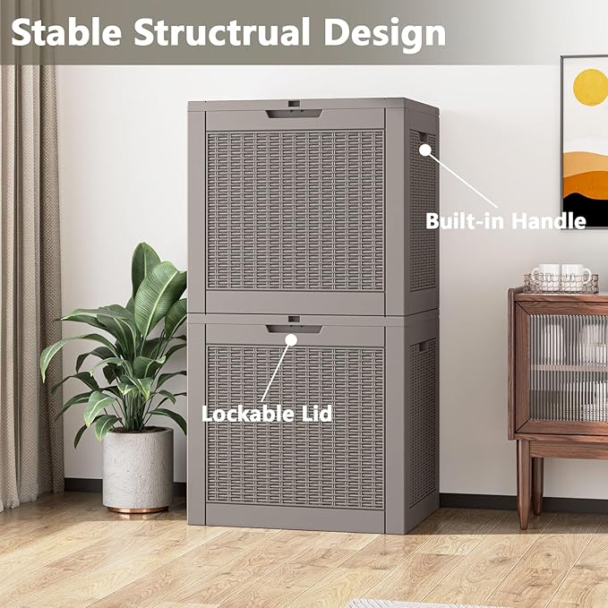 31 Gallon Deck Box, Resin Outdoor Storage Box, Waterproof and UV Resistant Deck Box, Lightweight Storage Box for Garden Tools, Pool Supplies