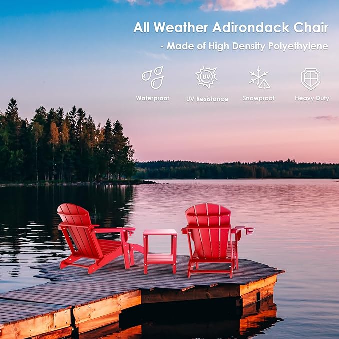 GREENVINES Adirondack-Ottoman | Set of 4 | HDPE Plastic | Outdoor Footrest | All Weather | Foot Rest | Foot Stool | Red | for Adirondack Chair | for Patio Backyard Pool