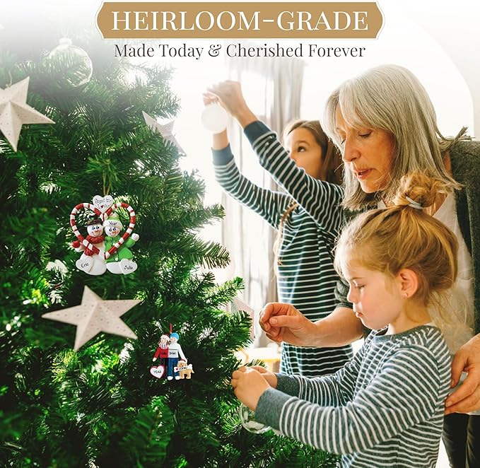 Personalized Couple with Dog Ornament 2025 | Free 24h Customization | Laser Engraved Pet Family Christmas Ornaments for Tree | Custom Gift Wrapped Outdoors Keepsake for Dog-Lovers